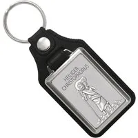 speecheese Schlüsselanhänger Heiliger Christophorus HC silber Schlüsselanhänger mit Kunstleder