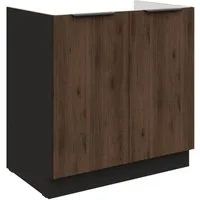 Küchen-Preisbombe Spülenunterschrank 80 cm Küche MONZA Okapi Nußbaum Küchenzeile Küchenblock Einbauküche