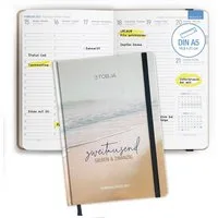 TOBJA Buchkalender Buchkalender 2027 A5 Sunrise Hardcover Halbstunden 1 Woche 2 Seiten, Halbstunden-Taktung, FSC-Papier, Hardcover, Griffregister