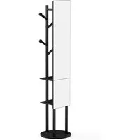 BBG Ganzkörperspiegel Garderobenständer mit Spiegel 360° drehbar, Ganzkörperspiegel (Garderobe mit Haken und Stauraum, Kleiderständer Spiegelständer), Standspiegel Garderobe für Schlafzimmer Flur Ankleidezimmer, 174 cm