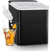 FOHERE Kühlbox Eiswürfelmaschine Klein, 14Kg/24h, 9 Eiswürfel/5Min, selbstreinigend, mit Schaufel/Korb, 2 Größen, Zuhause/Büro/Bar/RV