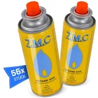 ZMC Gaskartusche Butan Gas Kartusche 227g Butangas Bajonett-Anschluss Gaskartusche, Zubehör für Gaskocher Campingkocher Brenner Gasheizung Gasbrenner, 56 St., MSF-1a Gaskartuschen Campinggas Bunsenbrenner Campingkocher