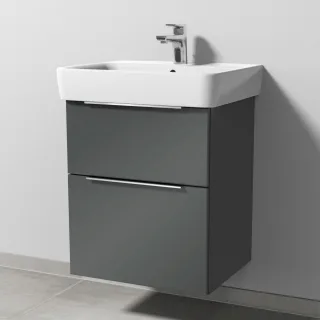 Sanipa 3way Waschtischunterbau zu Geberit Renova Plan Waschtisch mit 2 Auszügen, Anthrazit-Glanz UF87479