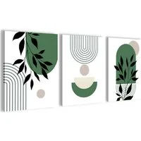 Novart Wandbild Wandbilder Wohnzimmer Abstrakt Figuren Bilder Deko, Grün, made in Germany, moderne Wandbilder, Boho Style