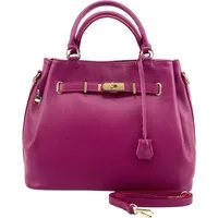 FLORENCE Handtasche Florence Damen Handtasche Echtleder (Handtasche), Damen Handtasche Leder, fuchsia, pink ca. 38cm x ca. 28cm hoch