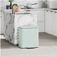 HOMCOM Mülltrennsystem 2 x 20 Liter Treteimer mit Soft-Close-Deckel Offenhaltefunktion Pedal, Grün, 45,5 x 36,5 x 51 cm