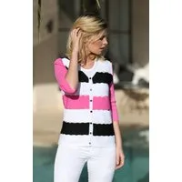 Passioni Cardigan mit Streifen im Color-Block Design