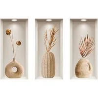 MOPUEA Wandtattoo Aquarell Vase Blumen Wandaufkleber Wanddeko Wohnzimmer Schlafzimmer (Wandaufkleber Aquarell Vase Blumen Wanddeko, Dekorativer Wandaufkleber mit Aquarell Vase und Blumenmotiv), Selbstklebend wasserfest leicht anzubringen rückstandslo