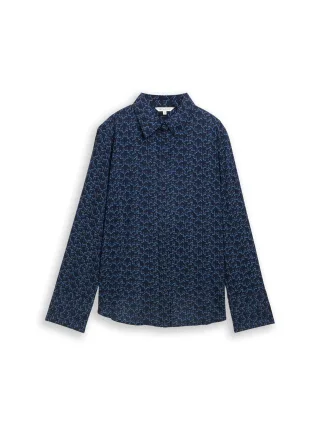 Tom Tailor - Hemdbluse mit Muster small blue wave print - Gr. - 38