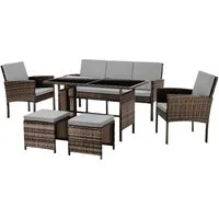 SVITA Gartenlounge-Set DENVER, (Gartenmöbel-Set), Essgruppe, Rattan, Inkl. Kissen