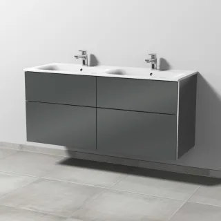 Sanipa 3way Waschtischunterbau zu Geberit Renova Plan Slim Waschtisch mit 4 Auszügen, Anthrazit-Glan BS68979