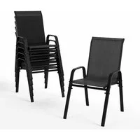 GOTLAND Gartenstuhl Hochlehner Gartenstühle 6er Set Stapelbar, Wetterfeste Terrassenstühle (für Garten, Balkon, Terrasse, Poolbereich, 6 St), mit Armlehnen, Atmungsaktives Textilene & Stahlgestell
