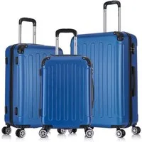Flexot Hartschalen-Trolley F-2045 Kofferset, 360° Rollen, robuster Reisekoffer, Bordcase, 4 Rollen, Robuster und moderner Koffer mit vier 360° Rollen und Zahlenschloss
