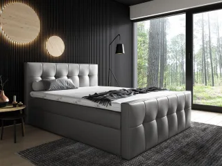 Boxspringbett Schlafzimmerbett OWEN 160x200cm Kunstleder Grau