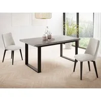 WFL GROUP Esstisch Valentino ausziehbar rechteckig loft mit schwarzen Metallbeinen (MADE IN EU, erhältlich in 3 Größen – 140/160/160 cm ausziehbar auf 180/200/240 cm), platzsparender Tisch in Holzoptik für Küche, Esszimmer oder Wohnzimmer