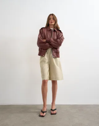 topshop - TSSUMMI COATED BOMBER OTW Burgundy - Gr. - S