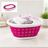 Haushalt International Wäschekorb Wäschebehälter Wäschesammler Faltkorb 30L Pink (Stück, 1 St., Packung), Faltbar, Kunststoff, 30 Liter, 50x37x26cm