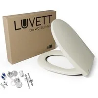 LUVETT WC-Sitz C100 mit Absenkautomatik, Duroplast sanitär, Universelle O-Form (Komplett-Set, Inklusive 3 Befestigungsarten), mit Original SoftClose® Absenkautomatik, Duroplast