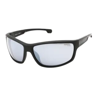 Carrera - Caraduc - Sonnenbrille mit schwarz-grauem Rahmen und verspiegelten Gläsern in Silber