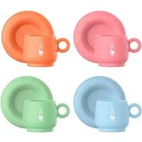 BIALETTI Tasse Espressotasse mit Untertasse Bialetti Mercato Della Frutta 4'er Set, Material: Porzellan