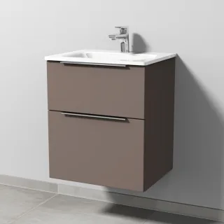Sanipa 3way Glas-Set Glas-Waschtisch und Unterbau mit 2 Auszügen, Taupe-Matt UP2001T