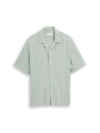 Denim Tom Tailor - Relaxed Fit Resort Hemd aus Viskose green mint geometrical print - Gr. - S