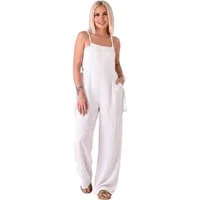 WENOR Overall Damen Jumpsuit Musselin mit Flechtträgern – locker & größenverstellbar Geflochtene, verstellbare Träger, weite Beinform