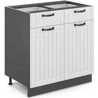Vicco Unterschrank Fame-Line, Weiß Landhaus/Anthrazit, 80 cm ohne Arbeitsplatte (1-St)