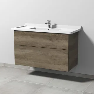 Sanipa 3way Waschtischunterbau zu Duravit Starck 3 Waschtisch mit 2 Auszügen, Eiche-Nebraska SM71237