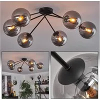 hofstein Deckenleuchte Deckenlampe aus Metall/Glas in Schwarz/Rauchfarben, ohne Leuchtmittel, moderne Leuchte mit Glasschirmen (15 cm), 6 x E14, ohne Leuchtmittel