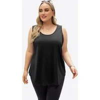Imily Bela Tanktop Damen Oversized ärmellos Rundhals Locker (Packung, 1-tlg., 1per-Pack) mit abgerundetem Saum in Unifarbe