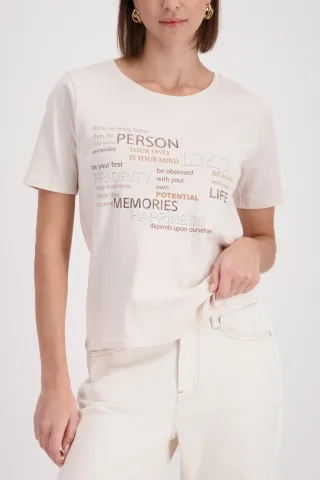 monari - T-Shirt mit Strasssteinen champagne beige - Gr. - 36