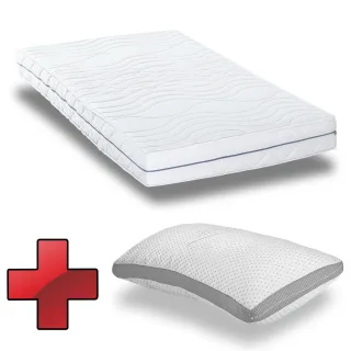 Ergonomische Matratze 140x200 cm 7-Zonen Supportho Premium, Höhe 18 cm, Härtegrad H2/H3 + Supportho Gel-Effekt Kissen 40 x 80 cm