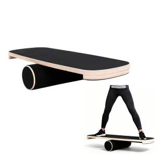 Bominfit Maple Wood Balance Board 73cm Non-Slip Surface Adjustable Difficulty with Roller for Core Training Surf Home Gy