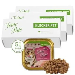 Lyra Pet Lecker.Pet Leo's Feine Paté Reich an Huhn Katzenfutter Nassfutter Vollnahrung 17x5,82 kg