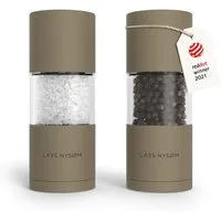 LARS NYSØM Gewürzmühle Sjæl manuelle Bedienung, (2 Stück), Edelstahl Gewürzmühlenset mit Keramikmahlwerk (Stufenlos)