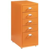 en.casa Rollcontainer, »Kökar« mit 5 Schubladen Bürowagen Orange