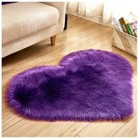 Sunicol Hochflor-Teppich Kunstfell Herz Teppich, Weich Plüsch, Flauschig Fußmatte Badematte, Herzform 40cm*50cm, Waschbar Weicher Shaggy Flauschige Langflor Badteppich