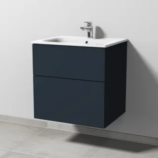 Sanipa 3way Waschtischunterbau zu Geberit Renova Plan Slim Waschtisch mit 2 Auszügen, Marine-Matt SP6861R