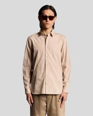 Lyle & Scott Langarmhemd mit Blumenmuster – Weiß