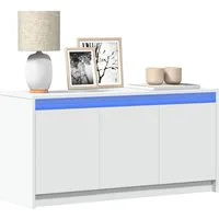 vidaXL Schrankmodule TV-Schrank mit LED-Beleuchtung Weiß 100x34x50 cm Holzwerkstoff
