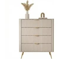 yourhouse24 Highboard Kommode Lante 88 cm – Beige / Kaschmir – Geriffelte Fronten (1 St., Ohne Dekoration)