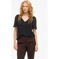 Vila T-Shirt VIFALIA V-NECK S/S TOP - NOOS