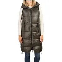 DENIMFY Outdoorjacke Damen Steppweste DFCaro Regular Fit knielange Übergangsweste mit Kapuze