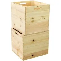 Kistenkolli Altes Land Allzweckkiste 2er set Holzkiste Natur passend für Kallax und Expeditregale (Spar-Set, 2er Set)