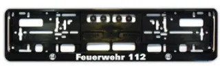 Nummernschildhalter | FEUERWEHR und Signet Retten-Löschen-Bergen-Schützen | Kennzeichenhalterung | passend für alle Standardschilder mit 520x110 mm