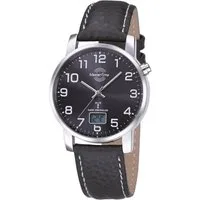 MASTER TIME Quarzuhr Herren-Funkuhr MTGA-10576-24L, Schwarz, Lederarmband, analog-digital
