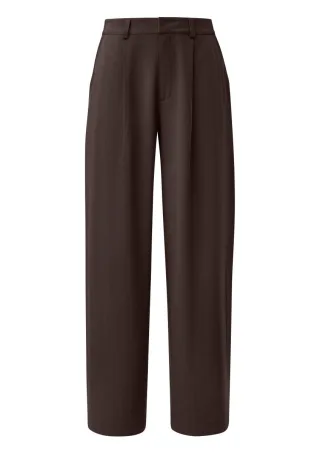 Q/S designed by - Lässige Hose mit Bundfalten und weitem Bein braun - Gr. - 30