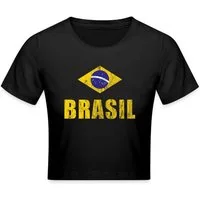 Spreadshirt T-Shirt Brasilien Fußball Retro Crop Top (1-tlg)