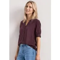 STREET ONE Kurzarmbluse Kurze Sommerbluse mit Splitneck